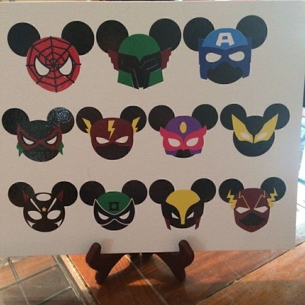 Mickey Mouse heads as various super hero’s